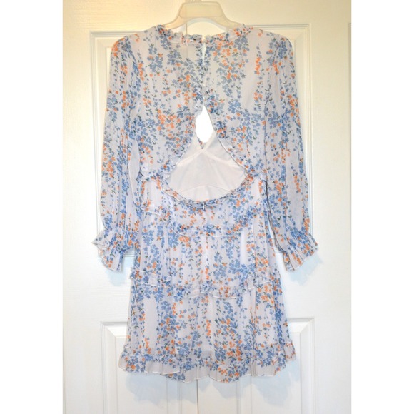 Unbranded Floral‎ Dress Long Sleeves Cottagecore Fairy Womens M Deep V-Neck - Picture 2 of 16